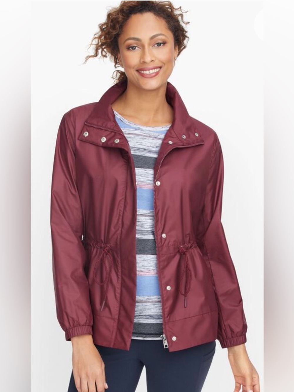 T by Talbots Womenβs Lightweight Burgundy Anorak Jacket (Size XLP)